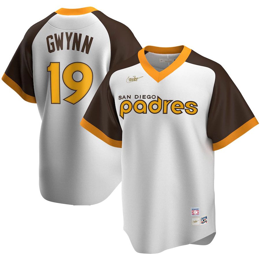 Mens San Diego Padres 19 Tony Gwynn Nike White Home Cooperstown Collection Player MLB Jerseys